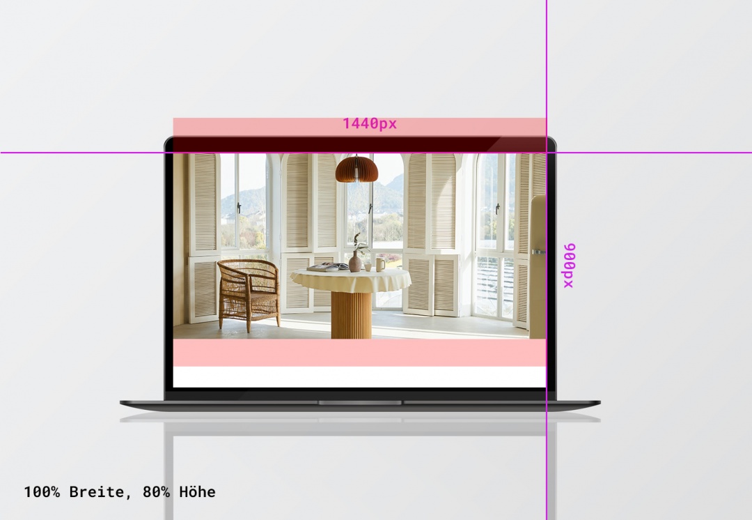 Responsive Image Darstellung - Demonstration auf einem 15 Zoll Laptop, 80% Höhe