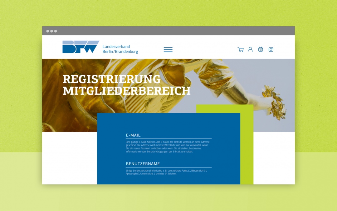 Drupal 9 Website des BFW (Startseite Webdesign)