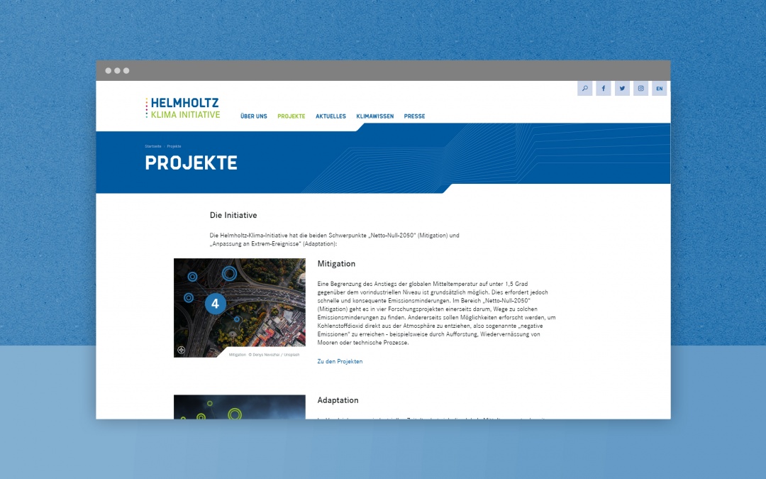 Helmholtz Klima Initiative Website