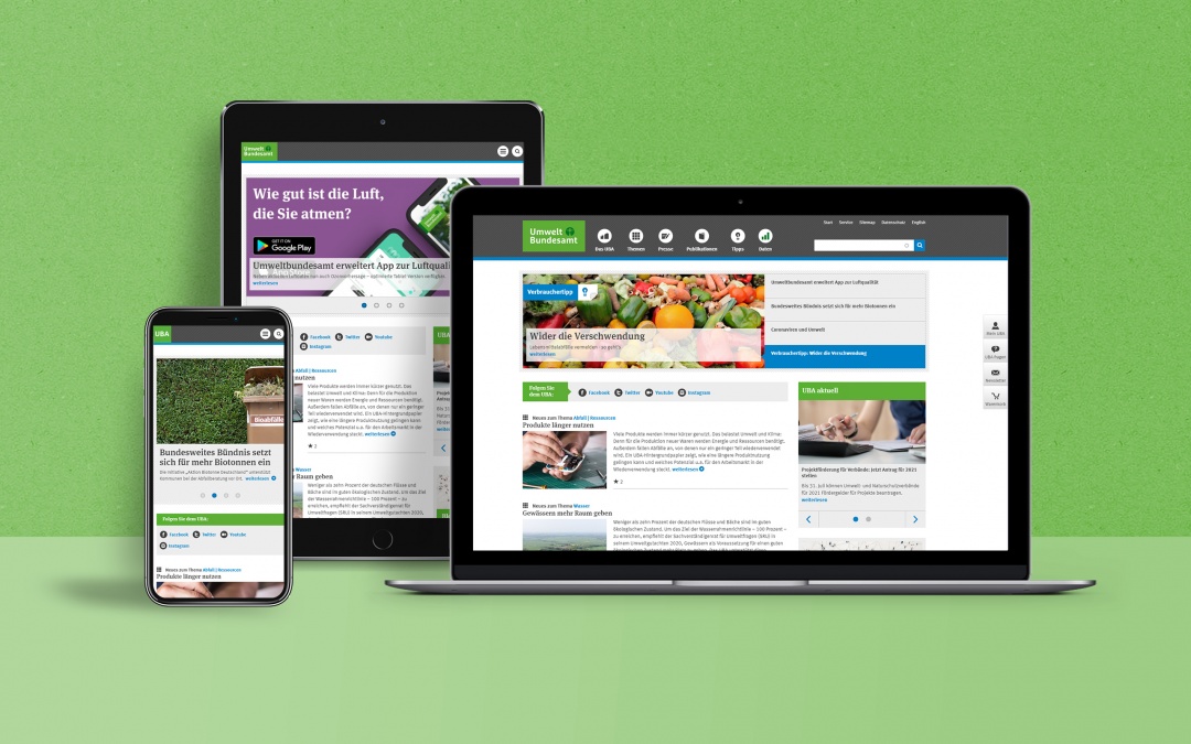 Website des Umweltbundesamts Screenshot