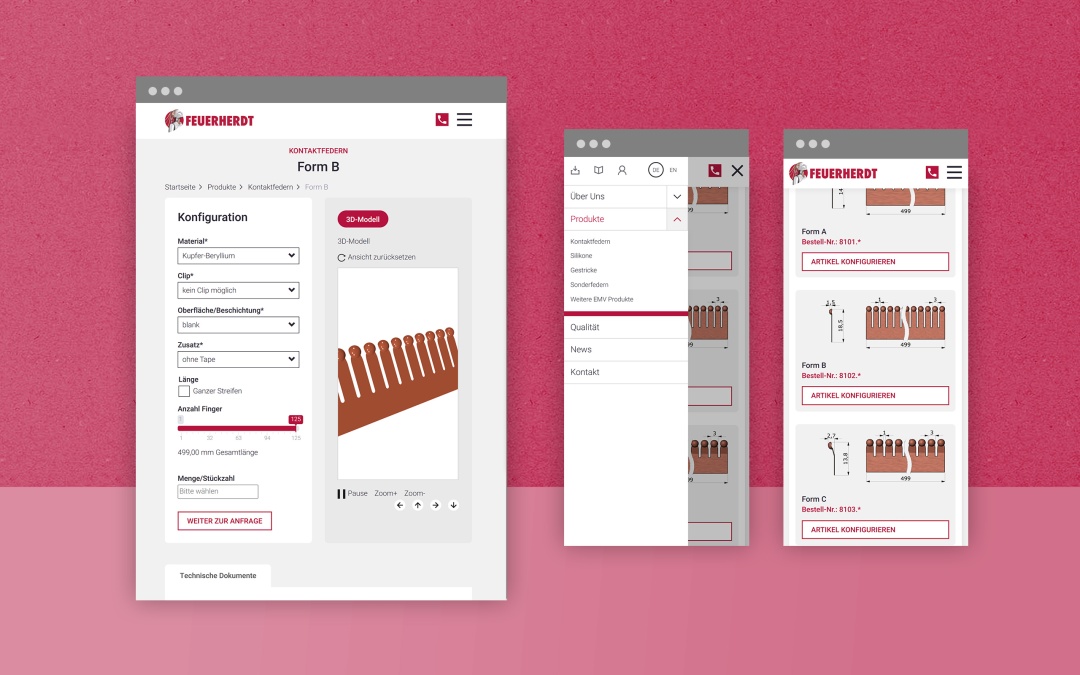 Feuerherdt responsive Drupal Website - handgefertigt von Leanlabs in Berlin - Detailbilder Tablet und Smartphone