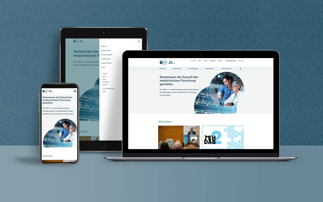 TMF e.V. Drupal 10 Website Mobil und Desktop