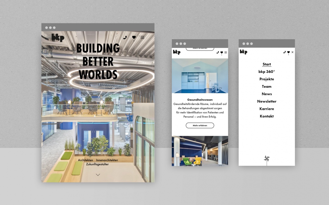 bkp Architekten Drupal responsive Drupal 8 Website: Darstellung auf Tablet und Smartphone