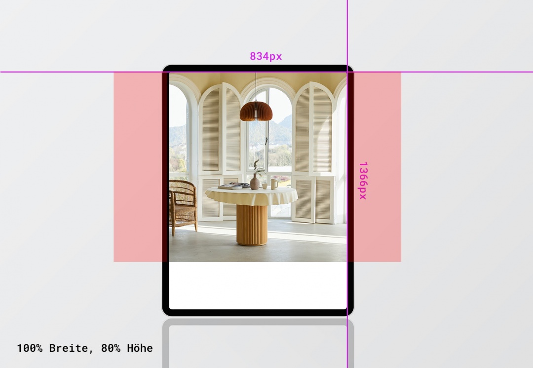 Darstellung des Bildes auf dem Tablet, 80% Viewport Höhe