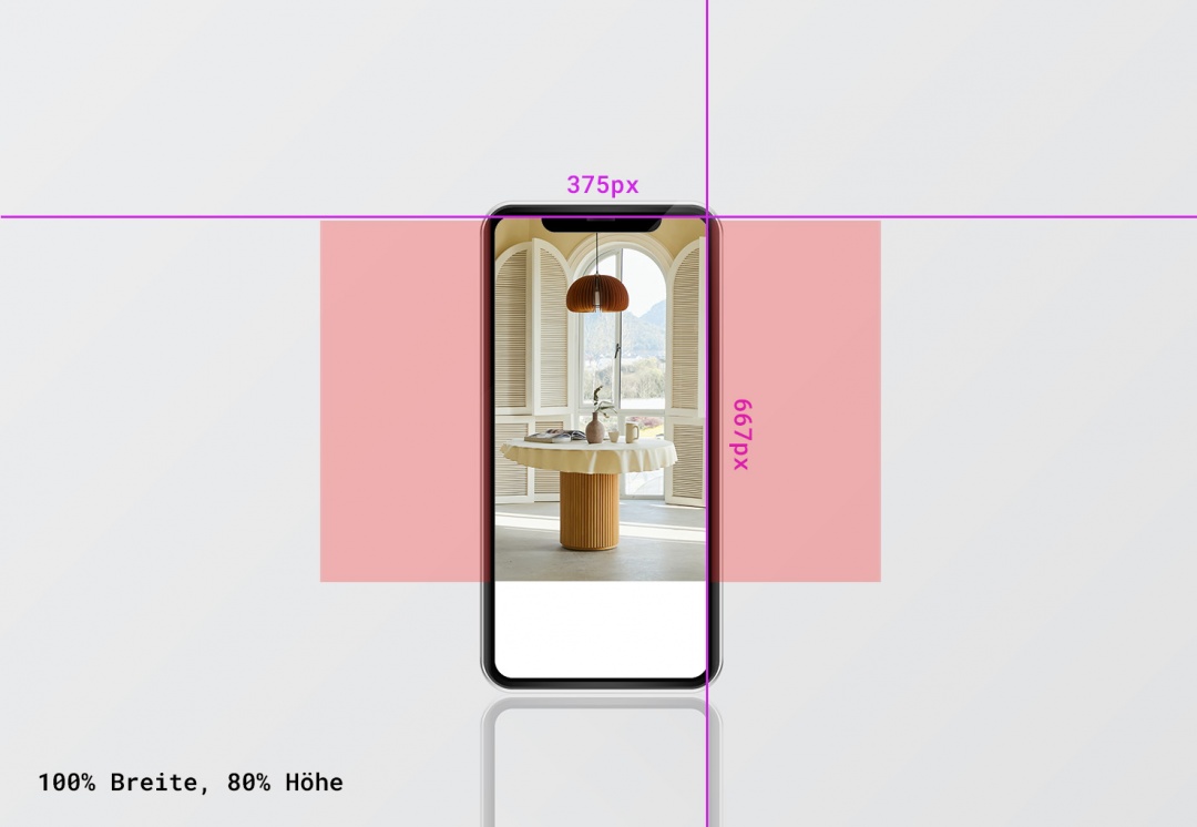 Darstellung auf dem Smartphone, 80% Viewport Höhe