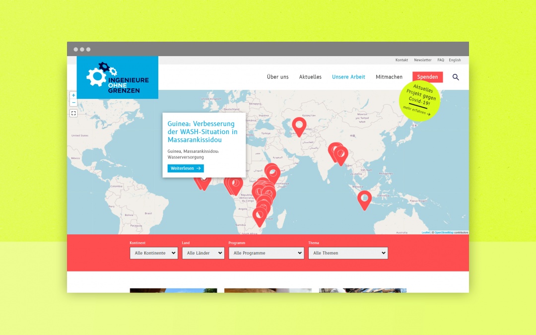 Ingenieure ohne Grenzen - Responsive Drupal 8 Website von leanlabs, der Webagentur aus Berlin (Screenshot 1)