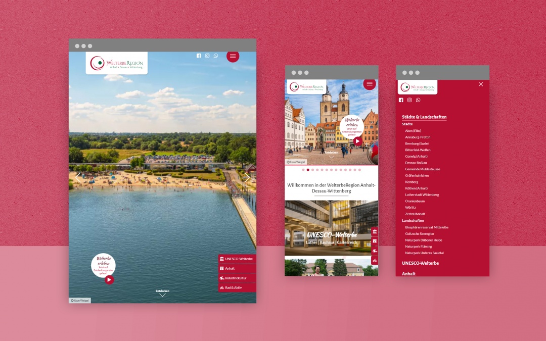 WelterbeRegion Anhalt-Dessau-Wittenberg - responsive Drupal 8 Website (Screenshot 3, Tablet & Mobile)